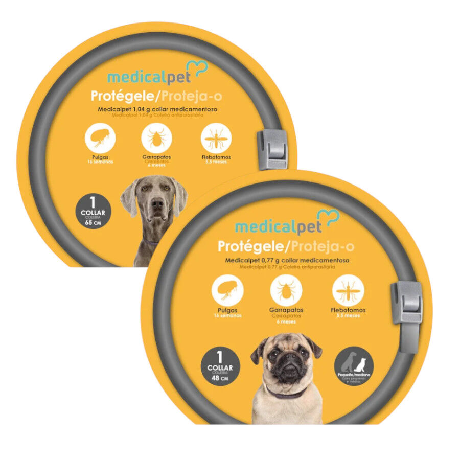 1 collar x 48 cm + 1 collar x 65 cm Medicalpet Collar Antiparasitario para perros - Pack, , large Imagen numero 1