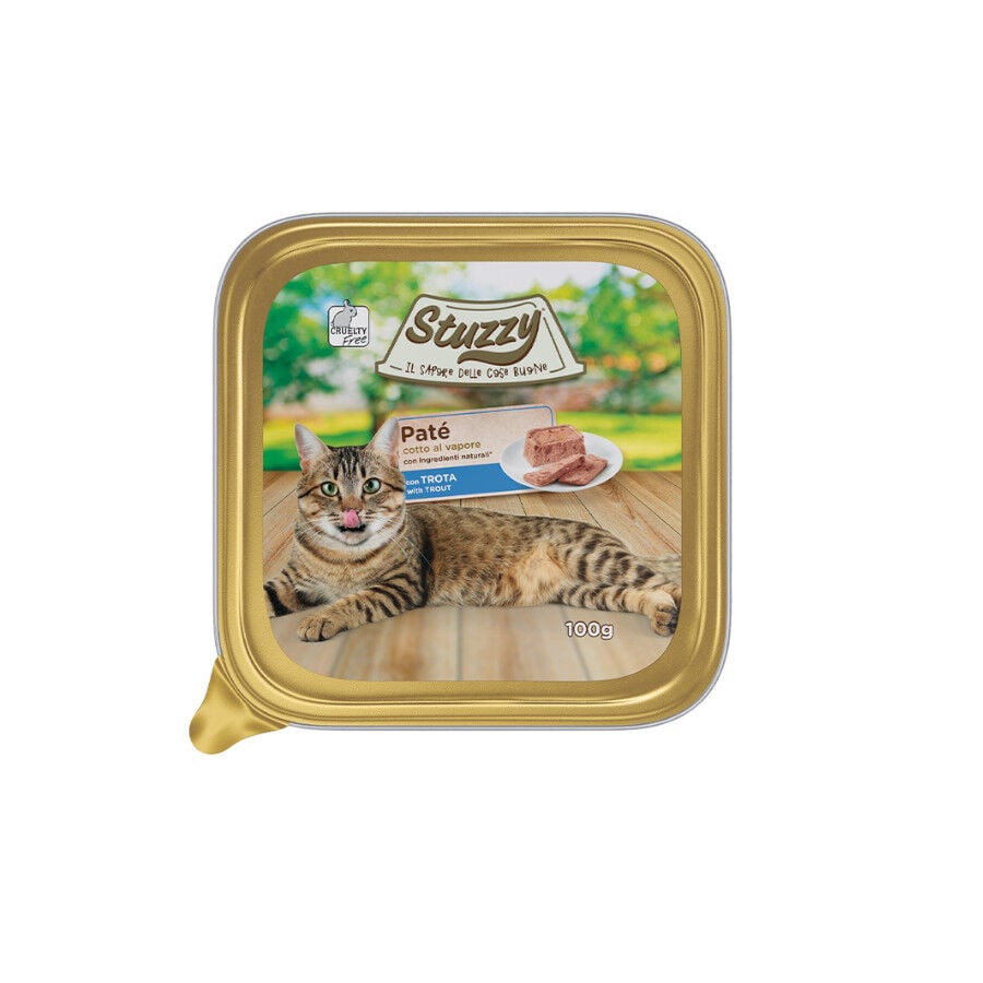 Stuzzy trucha tarrina para gatos
