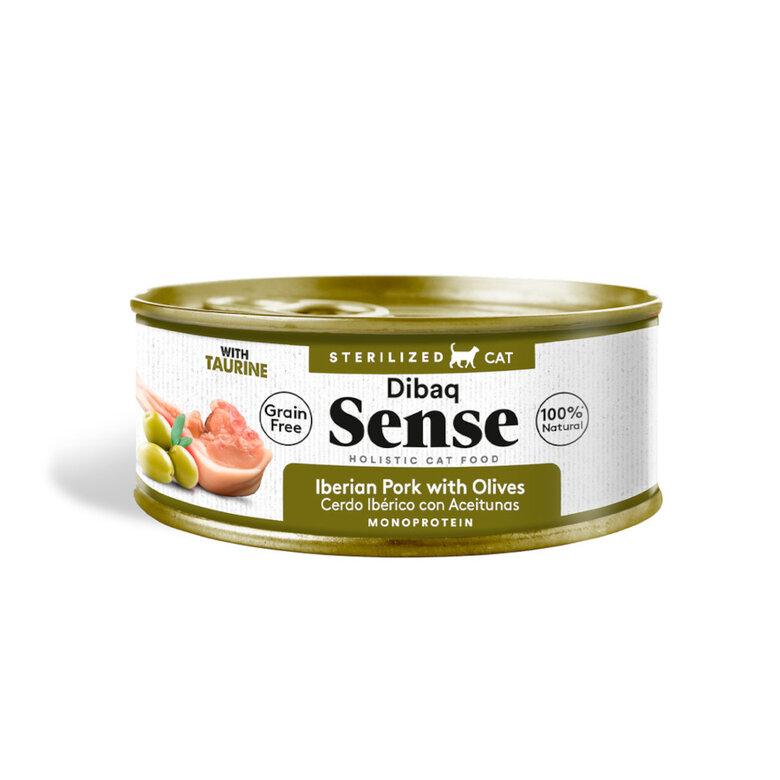 70 g Dibaq Sense Sterilized Gain Free Cerdo Ibérico con Aceitunas lata para gatos,  Imagen numero 1 70 g Dibaq Sense Sterilized Gain Free Cerdo Ibérico con Aceitunas lata para gatos, , large Imagen numero 1