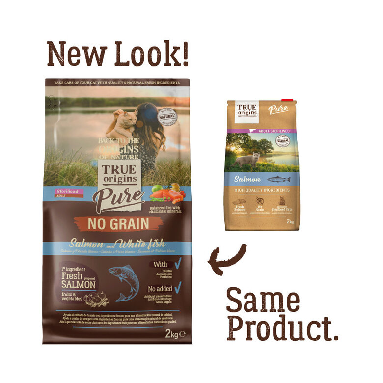 7 kg True Origins Pure Adult Sterilised Salmón No Grain pienso para gatos,  Imagen numero 2 7 kg True Origins Pure Adult Sterilised Salmón No Grain pienso para gatos, , large Imagen numero 2