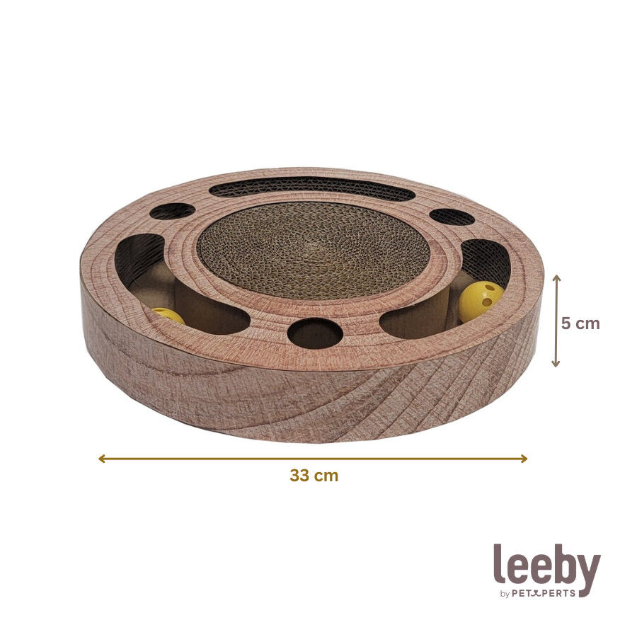 Leeby Pelusa rascador de cartón con bola y estampado madera para gatos thumbnail