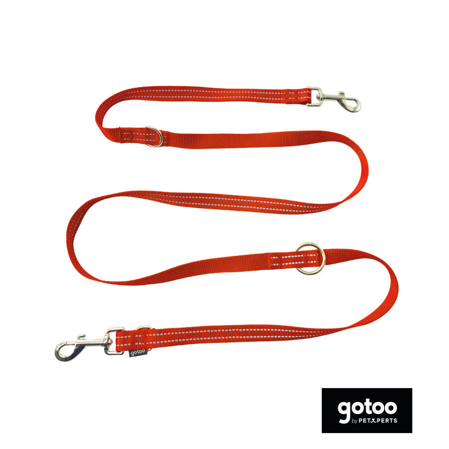 Gotoo Correa multiposición de nylon roja para perros