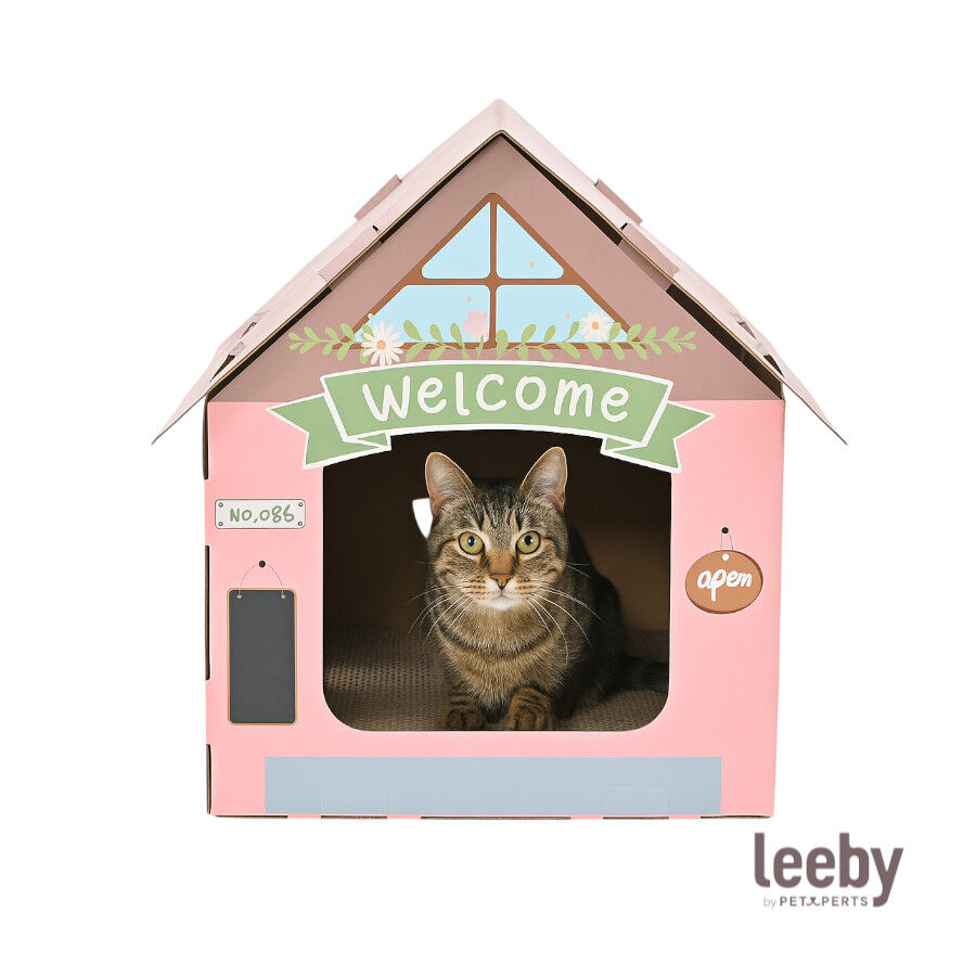 Leeby Hattie casita rascador de cart&oacute;n rosa para gatos, , large Imagen numero 2