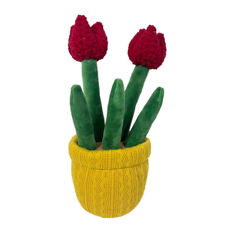 Tootoy! Comfort Red Tulip Plant Cuddler peluche con sonido para perros thumbnail