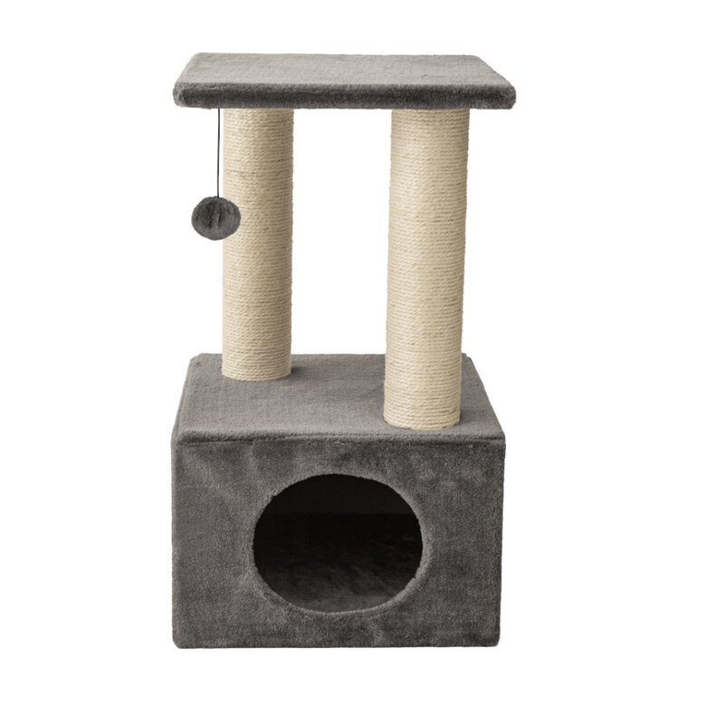 Leeby Colette Scratch rascador con cama nido y juguete gris para gatos,  Imagen numero 1 Leeby Colette Scratch rascador con cama nido y juguete gris para gatos, , large Imagen numero 1