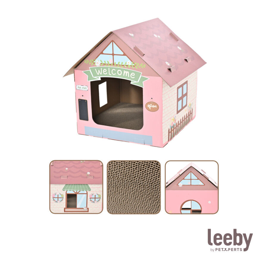 Leeby Hattie casita rascador de cart&oacute;n rosa para gatos, , large Imagen numero 7