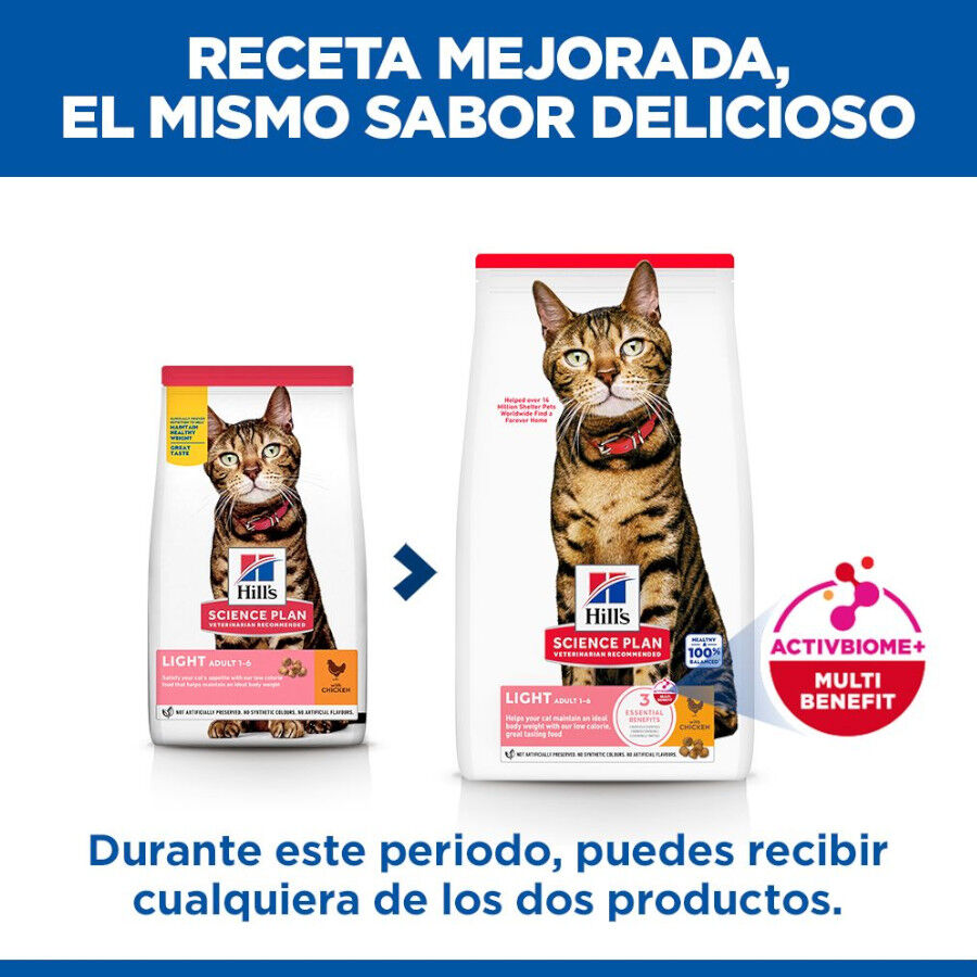 10 kg Hill's Science Plan Light Adult Pollo pienso para gatos, , large Imagen numero 3
