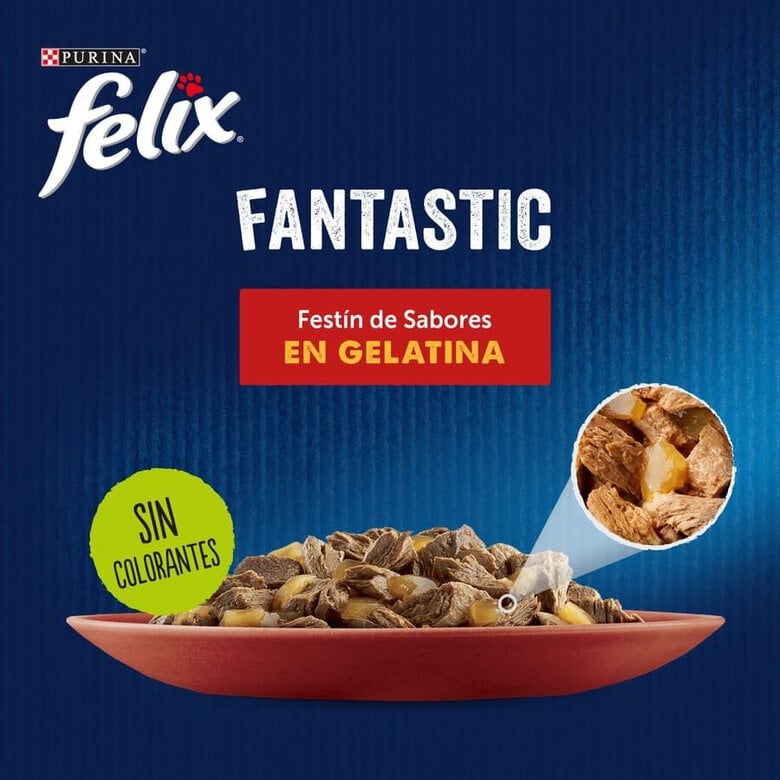 12 sobres x 85 g Felix Fantastic Carne en Gelatina sobre para gatos,  Imagen numero 2 12 sobres x 85 g Felix Fantastic Carne en Gelatina sobre para gatos, , large Imagen numero 2