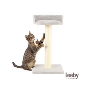 Leeby Tigrou rascador con cama y juguete gris para gatos