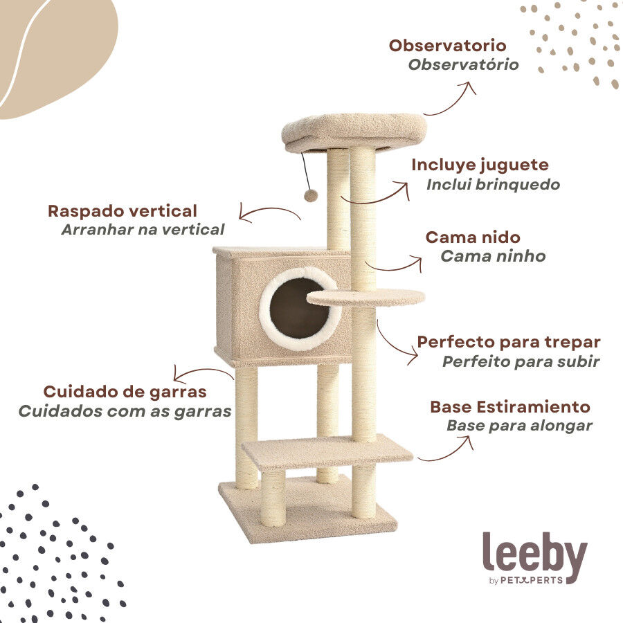 Leeby Boucle Collection árbol rascador con cama nido y juguete para gatos thumbnail
