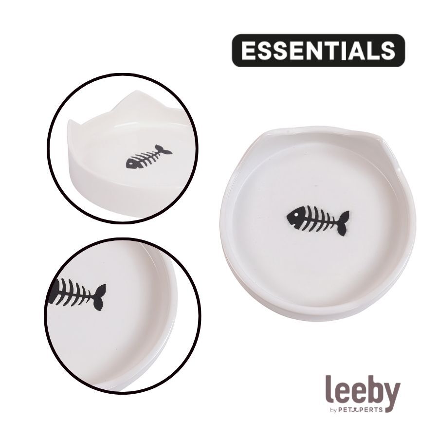 Leeby Comedero de Cer&aacute;mica Blanco con Orejitas para gatos, , large Imagen numero 3