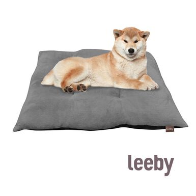 Leeby Cojín Acolchado de Terciopelo Gris para perros