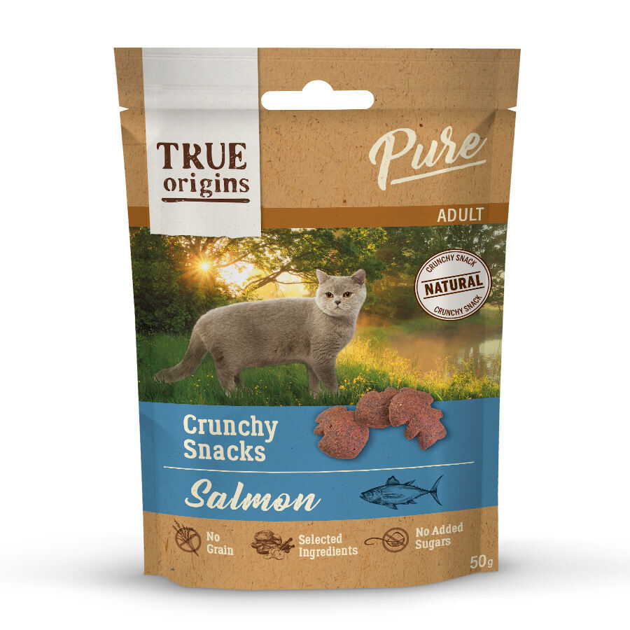 True Origins Pure Bocaditos Adult Crunchy de Salmón para gatos