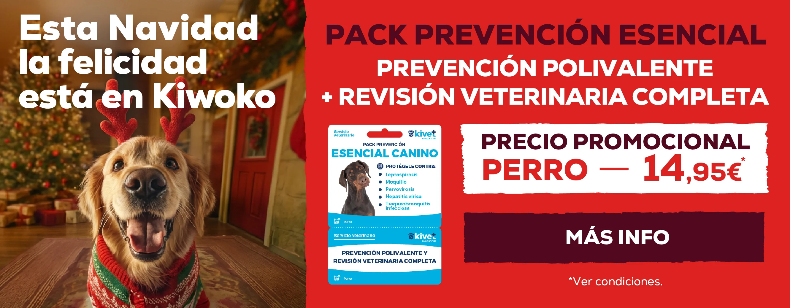 Tarjeta Pack prevención esencial perro: Prevención polivalente +revisión veterinaria completa por 14,95