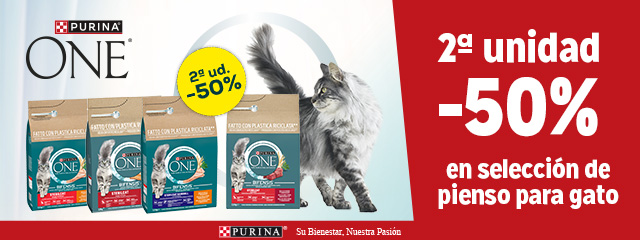 Purina One: -50% en la 2ª unidad en selección de pienso para gato  2,8 Kg