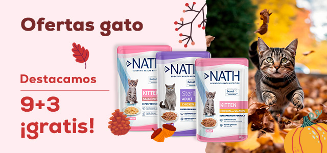 Nath: 9 + 3 gratis en selección de packs de comida húmeda para gato