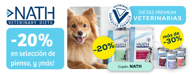 Nath Veterinary Diets: -20% en selección de pienso, y más de -30% en selección de packs de húmedo y snacks