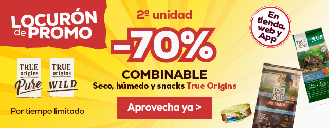 True Origins: -70% en la 2ª unidad de pienso, húmedo y snacks para gato