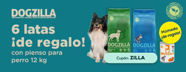 Dogzilla: 6 latas de húmedo de regalo con pienso para perro 12 kg
