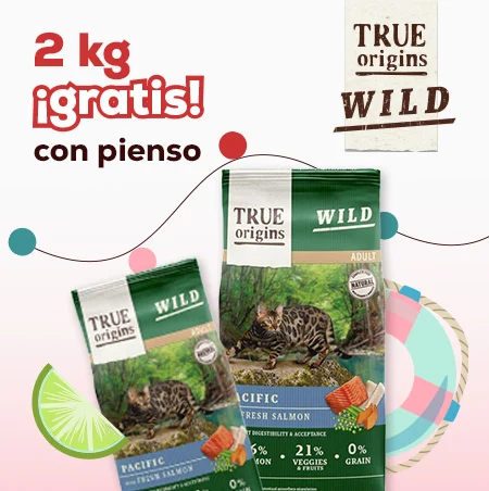 True Origins Wild: 2 Kilos gratis con selección de pienso para gato  6 kg