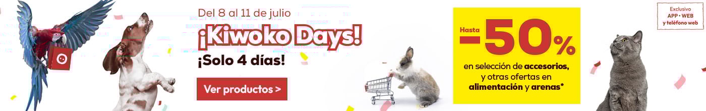 ¡Kiwoko Days!: Hasta -50% en selección de ccesorios y otras ofertas en alimentación y arenas