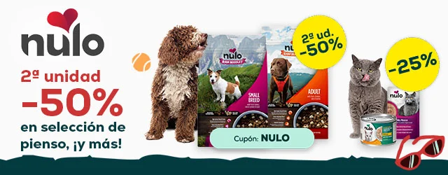 Nulo: -50% en la 2ª unidad en selección de pienso Nulo 1,8 Kg, -25% en selección de packs de húmedo 12 uds