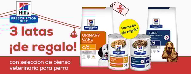 Hill's Prescription Diet:  3 Latas de húmedo de regalo	con selección de pienso veterinario para perro