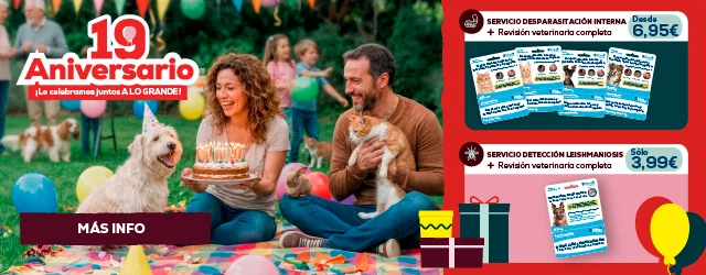 Servicio desparasitación interna más revisión veterinaria completa o Servicio detección Leishmaniosis más revisión veterinaria completa