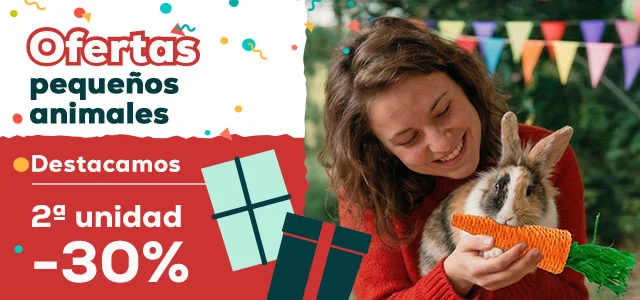 -30% en la 2ª unidad en todo accesorio y alimentación para pequeños animales