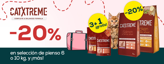 Catxtreme: -20% en selección de pienso para gato y 3 + 1 gratis en selección de snacks 