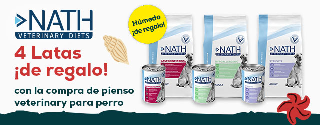 Nath Veterinary Diet: 4 latas de húmedo de regalo con selección de pienso para perro 12 kg