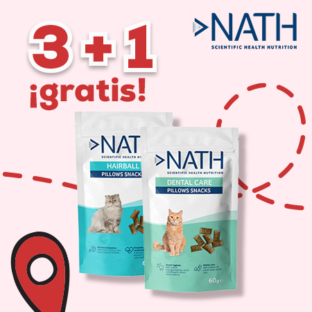 Nath:  3 + 1 gratis en selección de packs de snacks para gato
