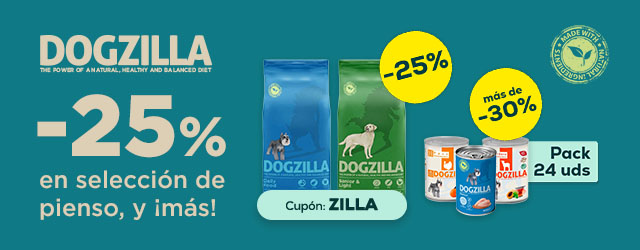 Dogzilla: -25% en selección de pienso 12 kg, y más de -30% en selección de packs de húmedo 24 x 400 g