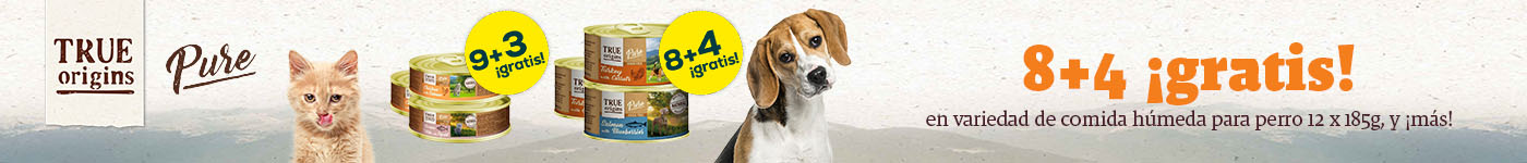 True Origins Pure: 8 + 4 gratis en selección de packs de comida húmeda para perro; 9 + 3 gratis en selección de packs de comida húmeda para gato