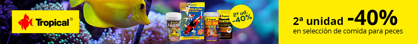 Tropical: -40% en la 2ª unidad en selección de comida para peces