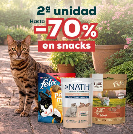 Hasta -70% en la 2ª unidad en selección de snacks para gato