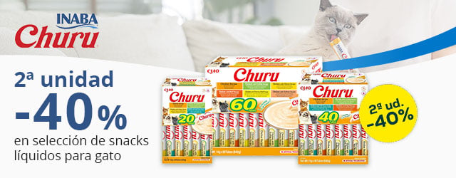 Churu: -40% en la 2ª unidad en selección de snacks líquidos para gato