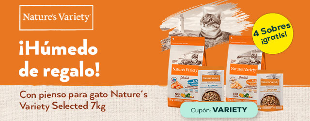 Nature's Variety - 4 sobres de comida húmeda gratis com selección de pienso para gato Nature´s Variety Selected 7kg