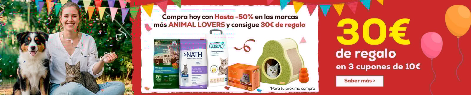 19 Aniversario: Compra hoy con Hasta -50% en las marcas m&aacute;s animal lovers y consigue 30&euro; de regalo