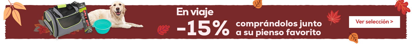 -15% en selección de transportines y accesorios de viaje comprando junto con su pienso favorito