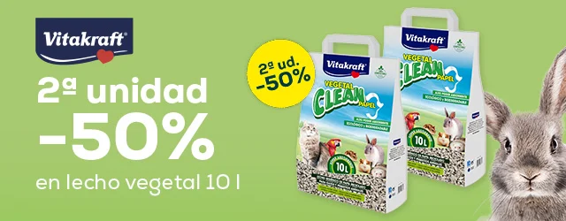 Vitakraft: -50% en la 2ª unidad en Lecho Vegetal Clean Papel Vitakraft 10l