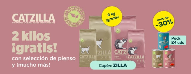 Catzilla: 2 kg gratis con selección de pienso y -33% en selección de packs de húmedo