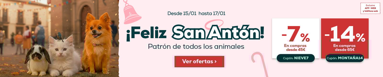 14% descuento en compras superiores a 65&euro; y 7% descuento en compras superiores a 45&euro;