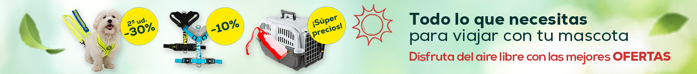 Viajes & Aire Libre: -30% en la 2ª unidad, Súper precios y otros descuentos en amplia selección de transportines, accesorios para el coche, correas, arneses, collares, productos relajantes y mucho más