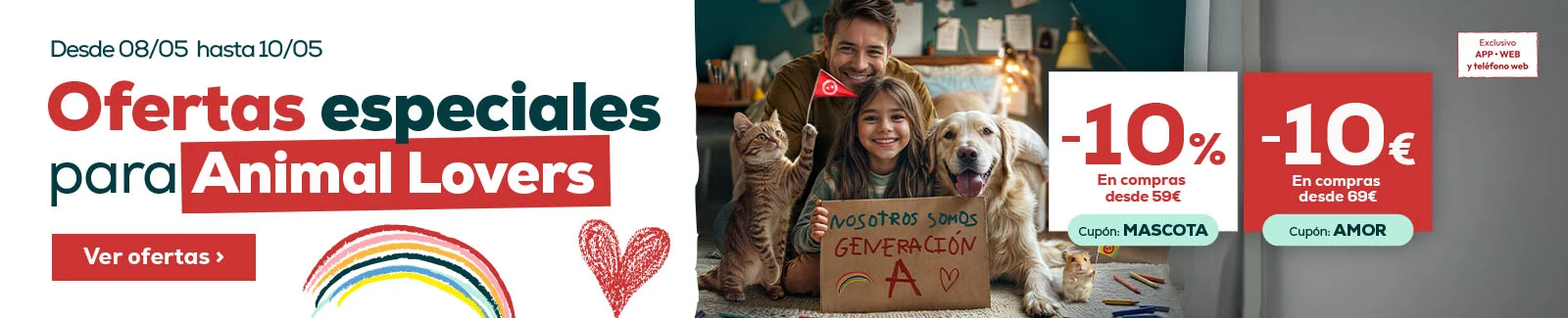 10€ descuento en compras superiores a 69€ y 10% descuento en compras superiores a 59€