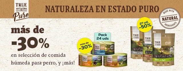 True Origins: Más de -30% en selección de comida húmeda para perro, y -50% en la 2ª unidad en selección de snacks para perro