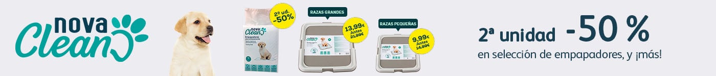 Nova Clean: -50% en la 2ª unidad en selección de empapadores, y súper precio en selección de bandeja higienica