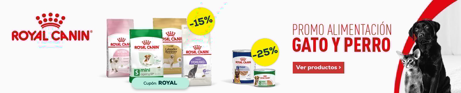 Royal Canin: -15% en selección de pienso, y -30% en selección de packs de húmedo 48 uds Royal Canin: -15% en selección de pienso, y -30% en selección de packs de húmedo 48 uds