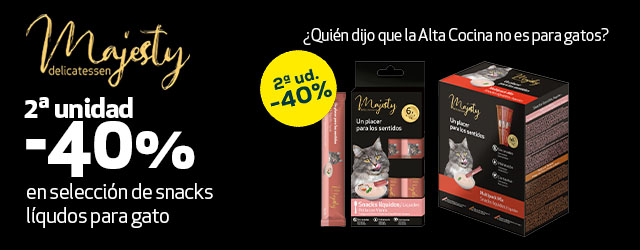 Majesty: -40% en la 2ª unidad en selección de snacks para gato