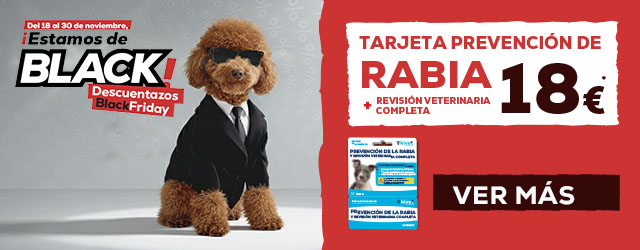 Tarjeta prevención de rabia más revisión veterinaria completa 18€ para perro
